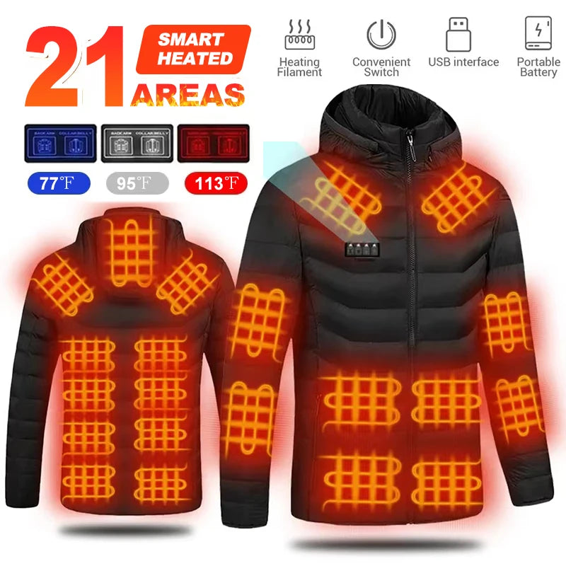 USB Heated Winter Jacket With Powerbank