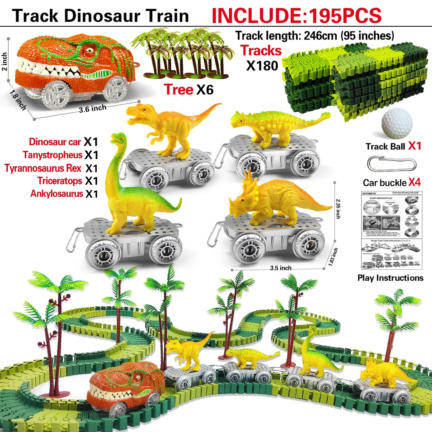 Dino Electric Track Car Set